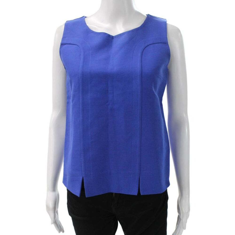 Marni Women Basic Sleeveless Cotton Round Neck Blouse Blue Size 38